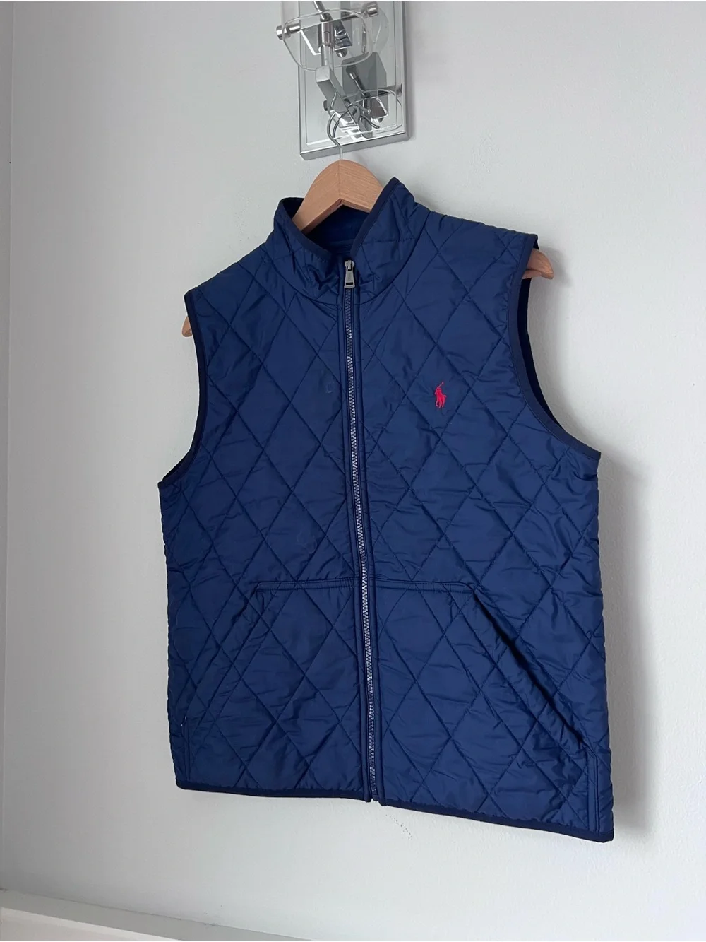 Ralph Lauren Navy Quilted Sleeveless Vest with Red Pony